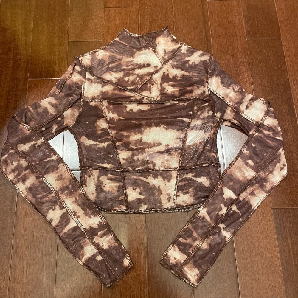 Brown Tie-Dye Women's Mesh Isalis Top